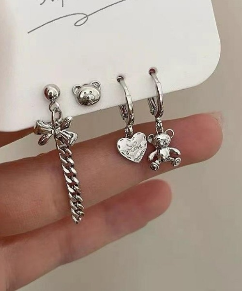 LAC-VERT(ラック・ヴェール)の「ベアピアスセット(ピアス(両耳用)・レディース・シルバー・FREE)」の1枚目の写真