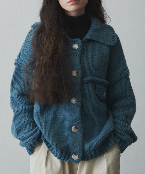 Libra Cue（リブラ キュー）の「オーバージャケットニットカーディガン（カーディガン/ボレロ・レディース・ブラック/グリーン/ピンクベージュ・FREE）」の3枚目の写真