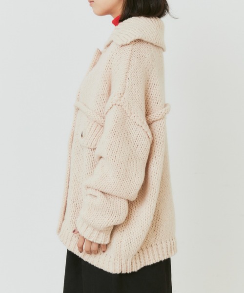 Libra Cue（リブラ キュー）の「オーバージャケットニットカーディガン（カーディガン/ボレロ・レディース・ブラック/グリーン/ピンクベージュ・FREE）」の8枚目の写真