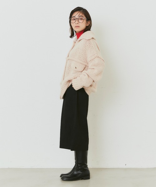 Libra Cue（リブラ キュー）の「オーバージャケットニットカーディガン（カーディガン/ボレロ・レディース・ブラック/グリーン/ピンクベージュ・FREE）」の20枚目の写真