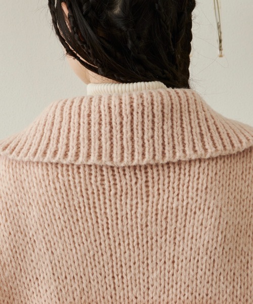 Libra Cue（リブラ キュー）の「オーバージャケットニットカーディガン（カーディガン/ボレロ・レディース・ブラック/グリーン/ピンクベージュ・FREE）」の12枚目の写真