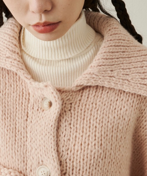 Libra Cue（リブラ キュー）の「オーバージャケットニットカーディガン（カーディガン/ボレロ・レディース・ブラック/グリーン/ピンクベージュ・FREE）」の11枚目の写真