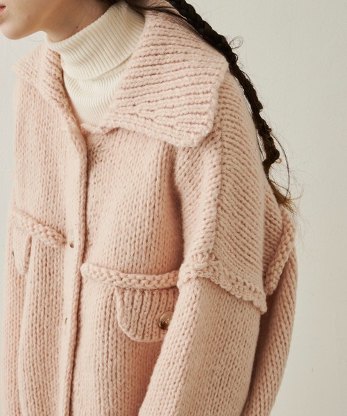 Libra Cue（リブラ キュー）の「オーバージャケットニットカーディガン（カーディガン/ボレロ・レディース・ブラック/グリーン/ピンクベージュ・FREE）」の13枚目の写真