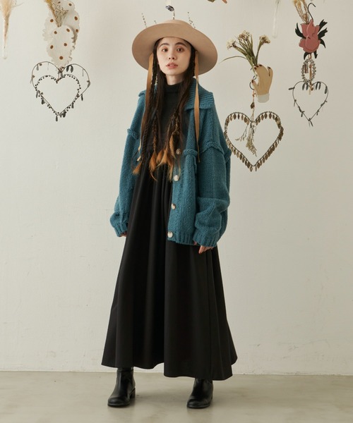 Libra Cue（リブラ キュー）の「オーバージャケットニットカーディガン（カーディガン/ボレロ・レディース・ブラック/グリーン/ピンクベージュ・FREE）」の22枚目の写真