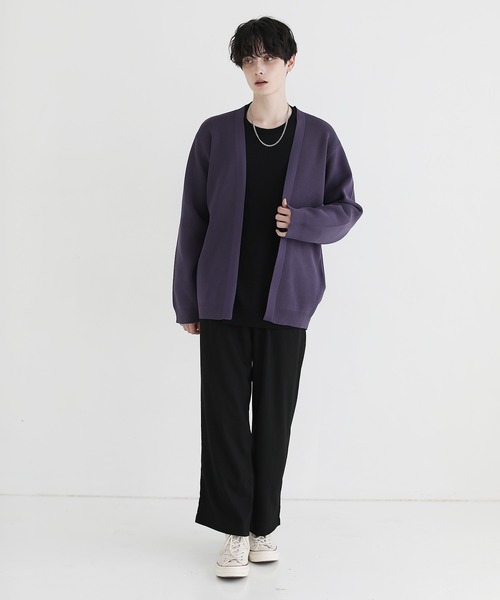 ASTRONOMY（アストロノミー）の「4WAYストレッチ ウォッシャブル ボタンレスカーディガン（カーディガン/ボレロ・メンズ・ライトグレー/モカ/パープル/ブラック/チャコール/ブルーグリーン/マスタード・XL/S/L/M）」の21枚目の写真