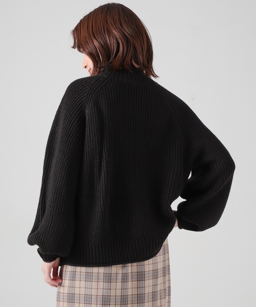 Honeys（ハニーズ）の「ハイネックトップス（ニット/セーター・レディース・アイボリー/イエロー/グリーン/ブラック/ピンク/ホワイト×ネイビー・S/L/M）」の13枚目の写真