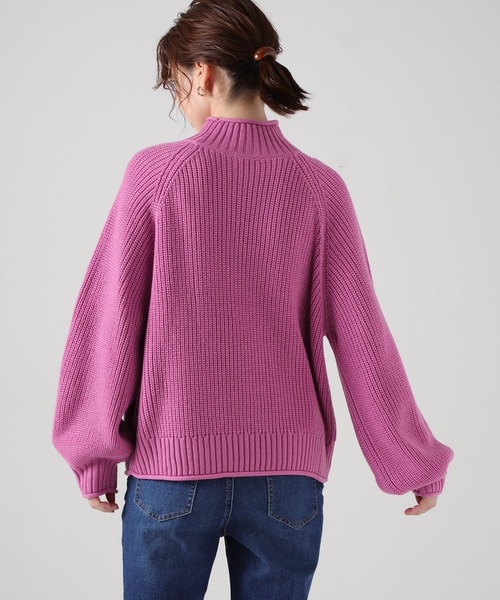 Honeys（ハニーズ）の「ハイネックトップス（ニット/セーター・レディース・アイボリー/イエロー/グリーン/ブラック/ピンク/ホワイト×ネイビー・S/L/M）」の16枚目の写真