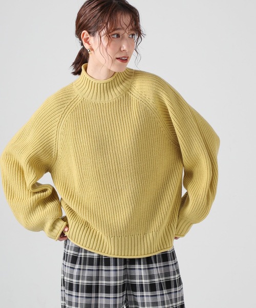 Honeys（ハニーズ）の「ハイネックトップス（ニット/セーター・レディース・アイボリー/イエロー/グリーン/ブラック/ピンク/ホワイト×ネイビー・S/L/M）」の19枚目の写真