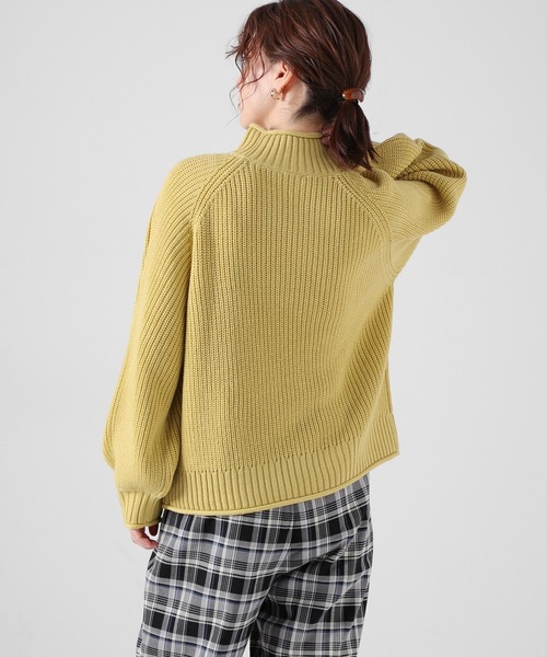 Honeys（ハニーズ）の「ハイネックトップス（ニット/セーター・レディース・アイボリー/イエロー/グリーン/ブラック/ピンク/ホワイト×ネイビー・S/L/M）」の20枚目の写真