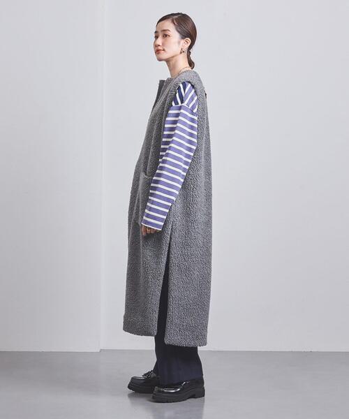 SACRA（サクラ）の「＜SACRA＞ボア ロング ジレ（ノーカラー