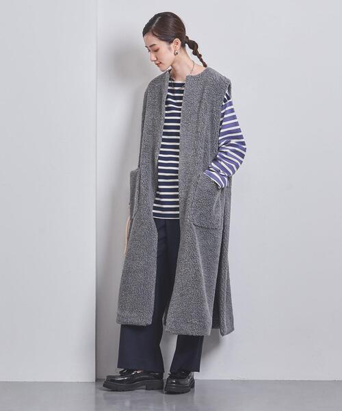 SACRA（サクラ）の「＜SACRA＞ボア ロング ジレ（ノーカラーコート・レディース・グレー・38）」の10枚目の写真