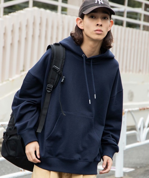 WEGO（ウィゴー）の「WEGO/【セットアップ対象商品】ヘビーウエイト BIGプルパーカー（パーカー・メンズ・ネイビー/グリーン系その他/カーキ/ライトベージュ/ブルー系その他/ホワイト/グレー系その他/ブラック/ライトピンク・LARGE/MEDIUM）」の7枚目の写真