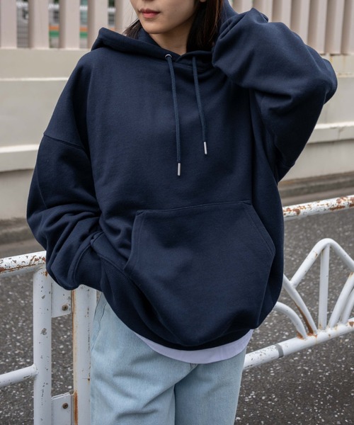 WEGO（ウィゴー）の「WEGO/【セットアップ対象商品】ヘビーウエイト BIGプルパーカー（パーカー・メンズ・ネイビー/グリーン系その他/カーキ/ライトベージュ/ブルー系その他/ホワイト/グレー系その他/ブラック/ライトピンク・LARGE/MEDIUM）」の17枚目の写真