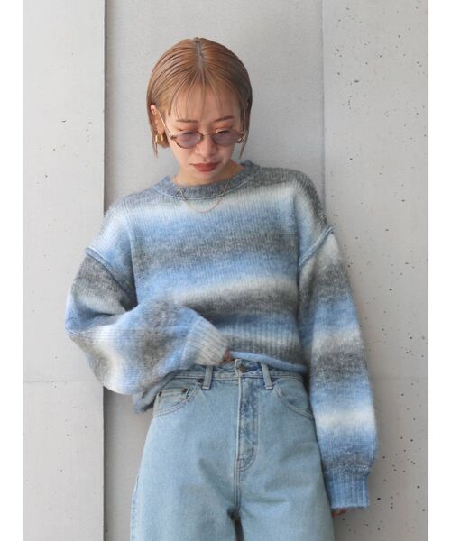 Ungrid(アングリッド)の「グラデーションショートニット(ニット/セーター・レディース・ピンク/ブルー/グリーン・FREE)」の16枚目の写真