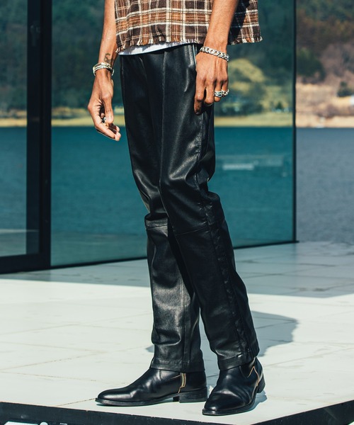 CRIMIE（クライミー）の「STRETCH SPANISH LAMB LEATHER TRACK PANTS