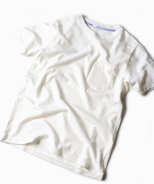 SHIPS（シップス）の「SC: SHIPS（シップス）ミニパイル ボーダー ポケット Tシャツ■（Tシャツ/カットソー・メンズ・ホワイト/ホワイト×ブルー/グリーン/ダークブルー/ネイビー/グレー/グレー系その他/コバルトブルー・MEDIUM/X-LARGE/SMALL/LARGE）」の2枚目の写真