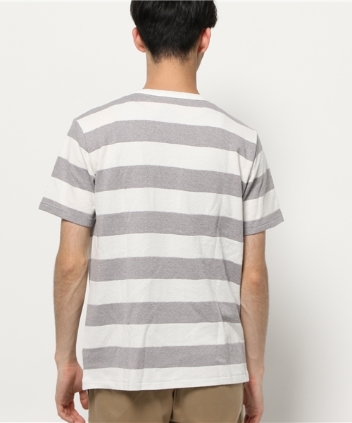 SHIPS（シップス）の「SC: SHIPS（シップス）ミニパイル ボーダー ポケット Tシャツ■（Tシャツ/カットソー・メンズ・ホワイト/ホワイト×ブルー/グリーン/ダークブルー/ネイビー/グレー/グレー系その他/コバルトブルー・MEDIUM/X-LARGE/SMALL/LARGE）」の10枚目の写真