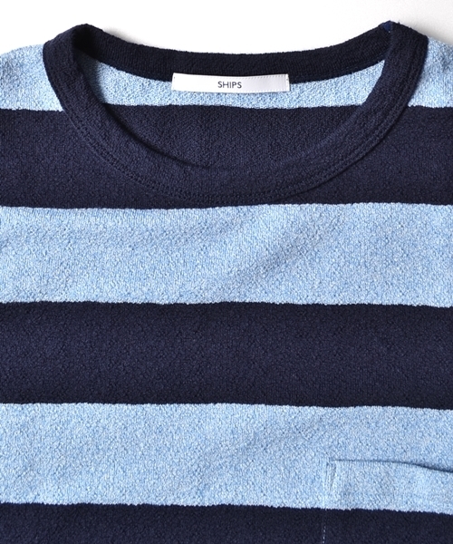SHIPS（シップス）の「SC: SHIPS（シップス）ミニパイル ボーダー ポケット Tシャツ■（Tシャツ/カットソー・メンズ・ホワイト/ホワイト×ブルー/グリーン/ダークブルー/ネイビー/グレー/グレー系その他/コバルトブルー・MEDIUM/X-LARGE/SMALL/LARGE）」の15枚目の写真