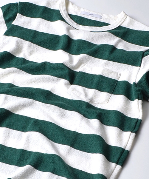 SHIPS（シップス）の「SC: SHIPS（シップス）ミニパイル ボーダー ポケット Tシャツ■（Tシャツ/カットソー・メンズ・ホワイト/ホワイト×ブルー/グリーン/ダークブルー/ネイビー/グレー/グレー系その他/コバルトブルー・MEDIUM/X-LARGE/SMALL/LARGE）」の16枚目の写真