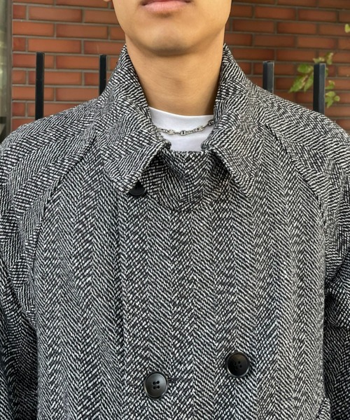 CIAOPANIC(チャオパニック)の「2wayヘリンボンダブルブレストコート(トレンチコート・メンズ・ブラック/ブラウン・MEDIUM/LARGE)」の14枚目の写真
