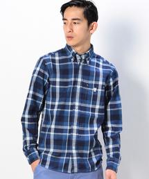 coen | インディゴチェックボタンダウンシャツ(シャツ/ブラウス)