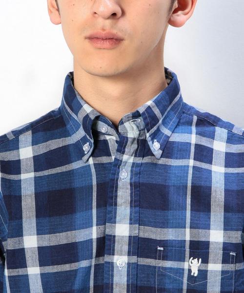 coen（コーエン）の「インディゴチェックボタンダウンシャツ（シャツ/ブラウス・メンズ・その他2/その他1・SMALL/MEDIUM/LARGE/X-LARGE）」の4枚目の写真