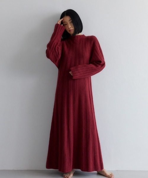 CASA FLINE（カーサフライン）の「リブフレアニットドレス（ワンピース・レディース・ライトグレー/レッド/ベージュ・FREE）」の13枚目の写真