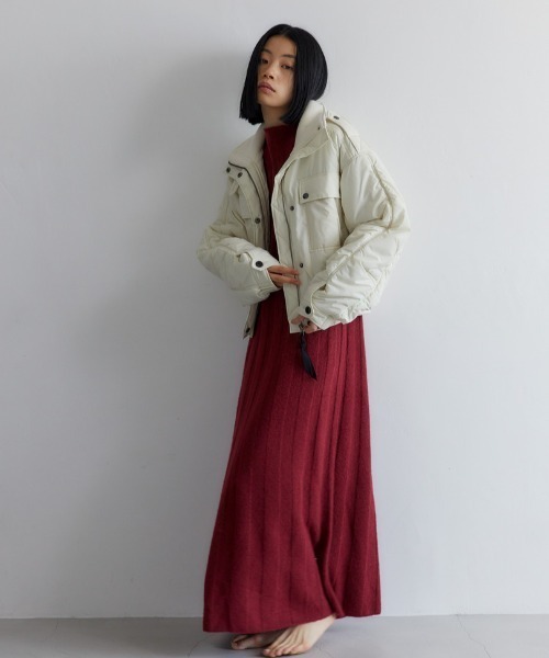 CASA FLINE（カーサフライン）の「リブフレアニットドレス（ワンピース・レディース・ライトグレー/レッド/ベージュ・FREE）」の15枚目の写真