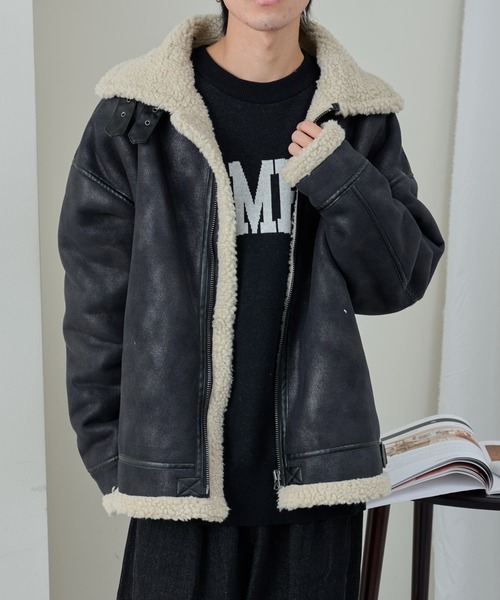 COLONY 2139(コロニートゥーワンスリーナイン)の「ムートンライクB-3(ムートンコート・メンズ・アイボリー/ブラック・MEDIUM/LARGE/X-LARGE)」の15枚目の写真