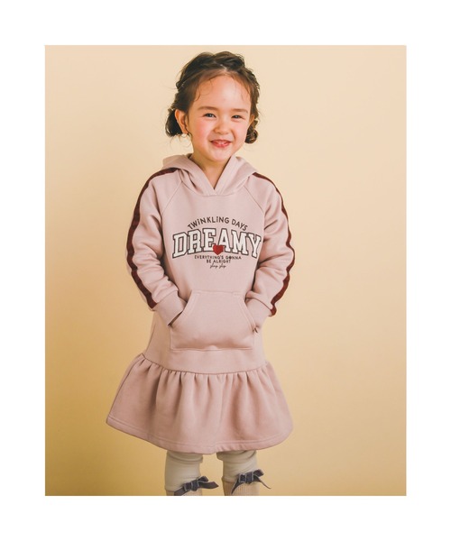 SLAP SLIP(スラップスリップ)の「SLAPSLIP/裏起毛ロゴハートラグランフーディワンピース(80~130cm)(ワンピース・キッズ・オフホワイト/ピンク・120/110/130/80/90/100)」の8枚目の写真