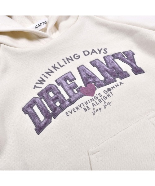 SLAP SLIP(スラップスリップ)の「SLAPSLIP/裏起毛ロゴハートラグランフーディワンピース(80~130cm)(ワンピース・キッズ・オフホワイト/ピンク・120/110/130/80/90/100)」の14枚目の写真