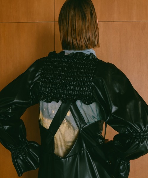 ボリュームギャザーフェイクレザーボレロ ボリュームギャザーフェイクレザーボレロ ボリュームギャザー