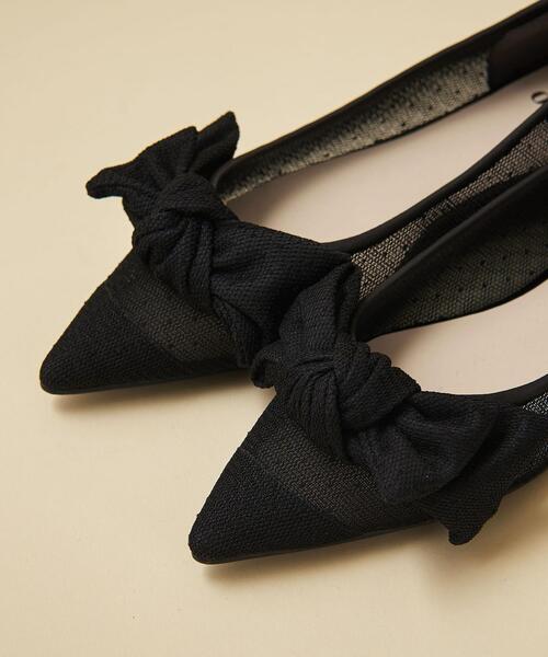 ODETTE E ODILE（オデットエオディール）の「【WEB限定】アシンメトリーリボン フラット15●↑（パンプス・レディース・ライトピンク/オフホワイト/ロイヤルブルー/ブラック・24.5cm/23.5cm/22cm/24cm/22.5cm/23cm/25cm）」の9枚目の写真