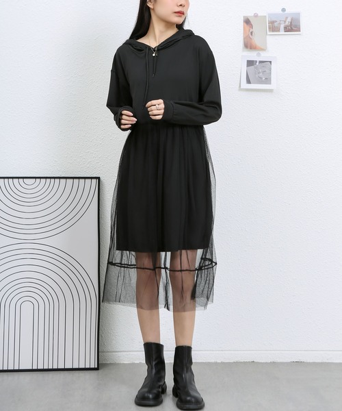 MAISON DE THERESE（メゾン ド テレーズ）の「フード付きワンピース（ワンピース・レディース・グレー/アイボリー/ブラック・M/L）」の3枚目の写真