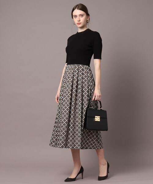 ドレステリア オーバーラップサークルコンビワンピース　ベージュ 人気定番】オーバーラップサークルコンビワンピース