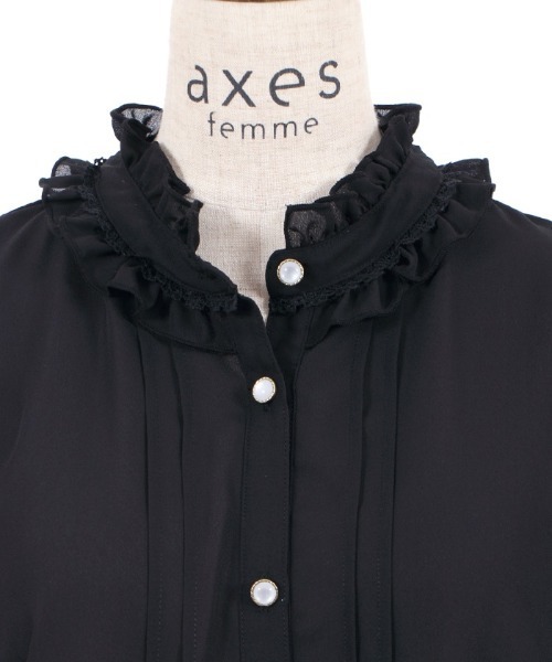 axes femme - axes femme　アラジン　限定　ブラウス　ブラック　アクシーズファム axes femme（アクシーズファム）の「レースジャボ付ハイネックブラウス