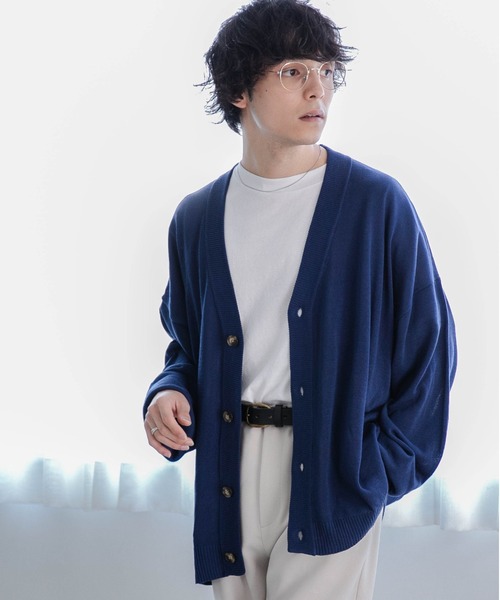 WEGO(ウィゴー)の「WEGO/リネンライクルーズカーディガン(カーディガン/ボレロ・メンズ・ライトグレー/グリーン/ネイビー/マスタード・MEDIUM/LARGE)」の3枚目の写真