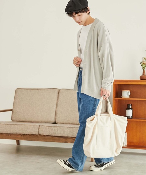 WEGO(ウィゴー)の「WEGO/リネンライクルーズカーディガン(カーディガン/ボレロ・メンズ・ライトグレー/グリーン/ネイビー/マスタード・MEDIUM/LARGE)」の20枚目の写真