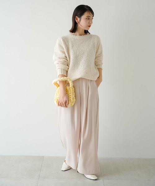 rectangle（レクタングル）の「ハイウエストタックワイドパンツ（その他パンツ・レディース・ブラック/ベージュ/オフホワイト・FREE）」の5枚目の写真