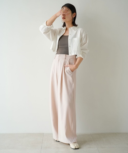 rectangle（レクタングル）の「ハイウエストタックワイドパンツ（その他パンツ・レディース・ブラック/ベージュ/オフホワイト・FREE）」の9枚目の写真