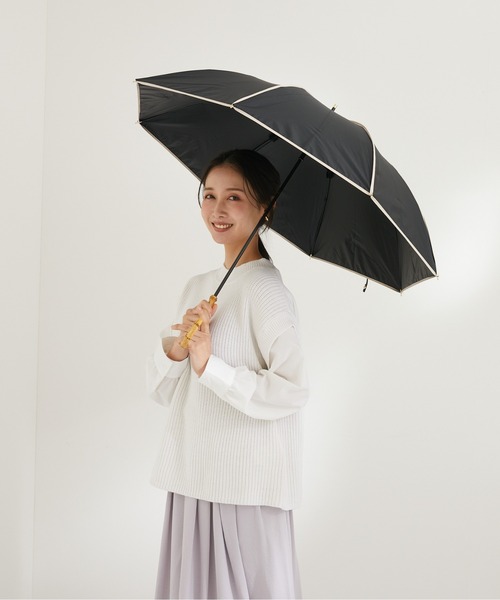 nifty colors(ニフティーカラーズ)の「【KATHARINE ROSS】nifty colors 完全遮光 晴雨兼用 2DバイカラーパイピングPU長日傘 WEB限定(長傘・レディース・ブラック/ベージュ・MEDIUM)」の6枚目の写真