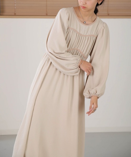 Bab(バブ)の「【低身長向けサイズあり】パイピングビスチェ風ワンピース(ワンピース・レディース・A/モカ/ブラック/アイボリー・M/S)」の20枚目の写真