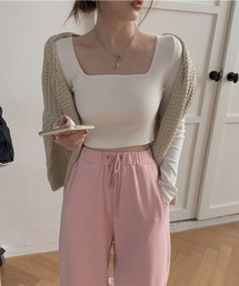 HALEY PESCA/ショート丈 スクエアネック スリムカットソー