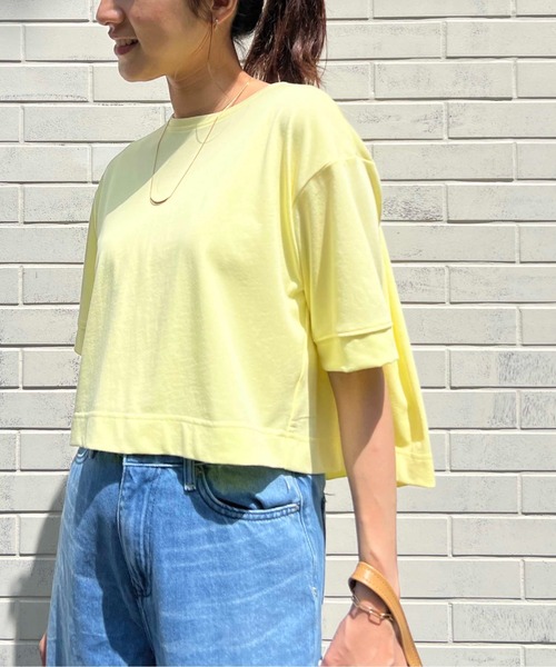 PICCIN(ピッチン)の「クロップドTシャツ(Tシャツ/カットソー・レディース・イエロー/モカ/オフホワイト・M)」の4枚目の写真