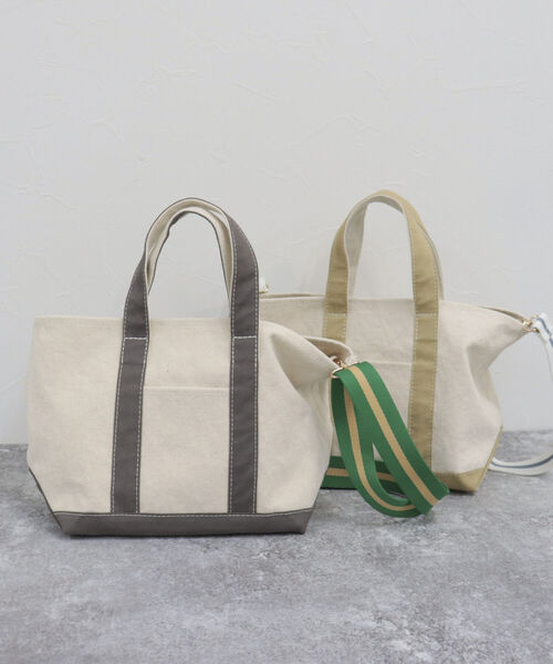 fredy emue（フレディエミュ）の「テープショルダーキャンバストートバッグ（トートバッグ・レディース・グレー/ベージュ・FREE）」の8枚目の写真