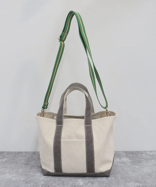fredy emue（フレディエミュ）の「テープショルダーキャンバストートバッグ（トートバッグ・レディース・グレー/ベージュ・FREE）」の9枚目の写真