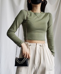 me+em select（ミームセレクト）の「※※カットアウトバックストラップクロップドＴシャツ【 韓国製 】（Tシャツ/カットソー・レディース）」