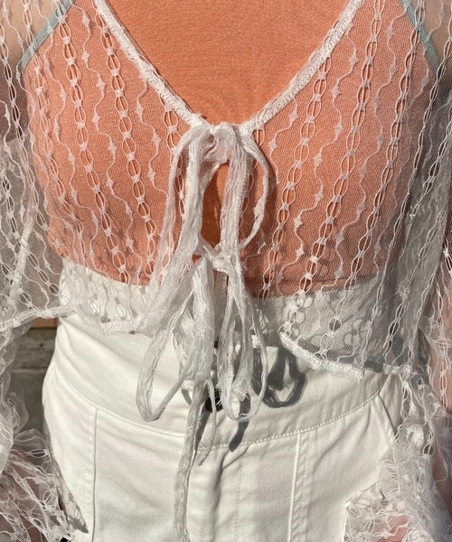 CIAOPANIC（チャオパニック）の「チュールリボン2WAYボレロカーデ（シャツ/ブラウス・レディース・ブラック/ベージュ/ホワイト・FREE）」の21枚目の写真