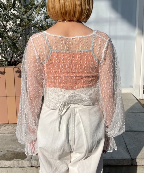 CIAOPANIC（チャオパニック）の「チュールリボン2WAYボレロカーデ（シャツ/ブラウス・レディース・ブラック/ベージュ/ホワイト・FREE）」の20枚目の写真