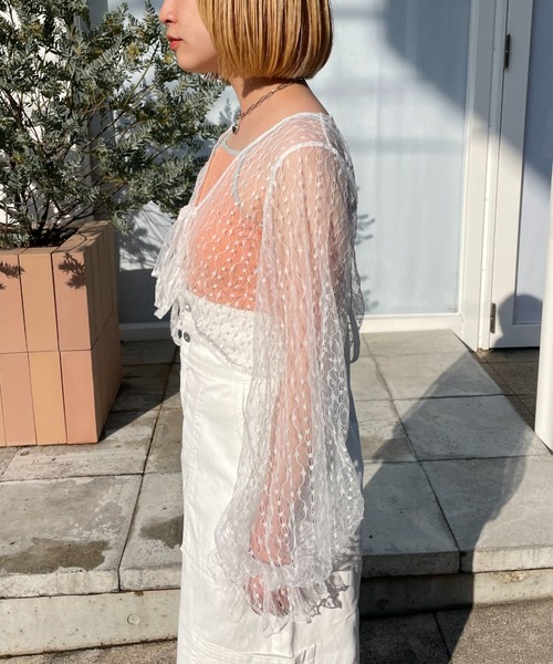 CIAOPANIC（チャオパニック）の「チュールリボン2WAYボレロカーデ（シャツ/ブラウス・レディース・ブラック/ベージュ/ホワイト・FREE）」の19枚目の写真